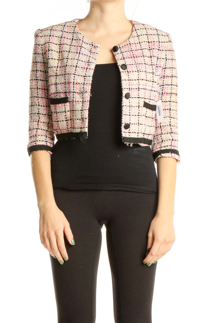 Pink Tweed Cropped Blazer