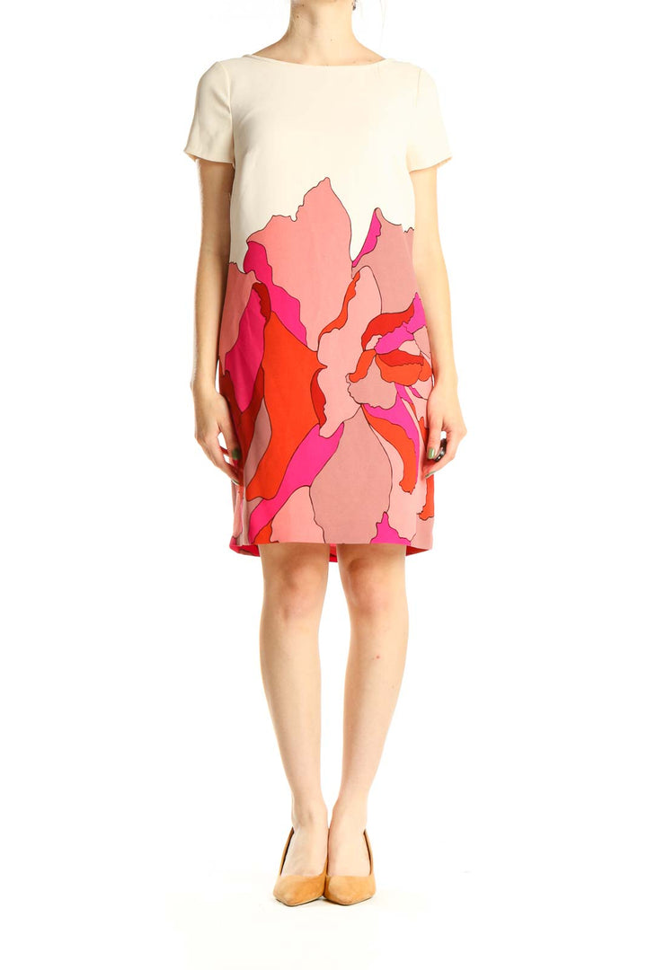 Pink Floral Print Day Sheath Dress