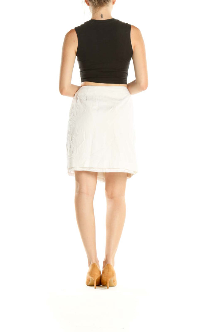 White Solid Brunch Straight Skirt