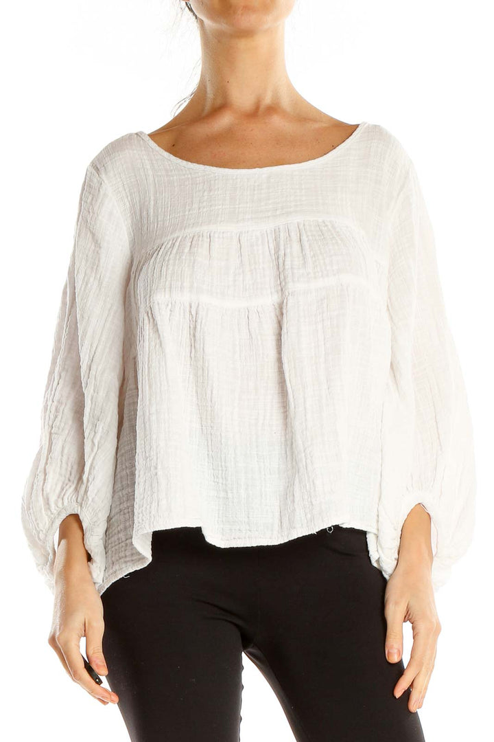 White Textured Chic Blouse