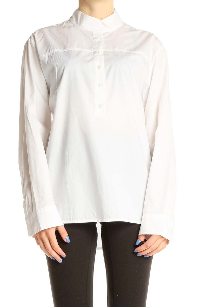 White High Neck Formal Blouse