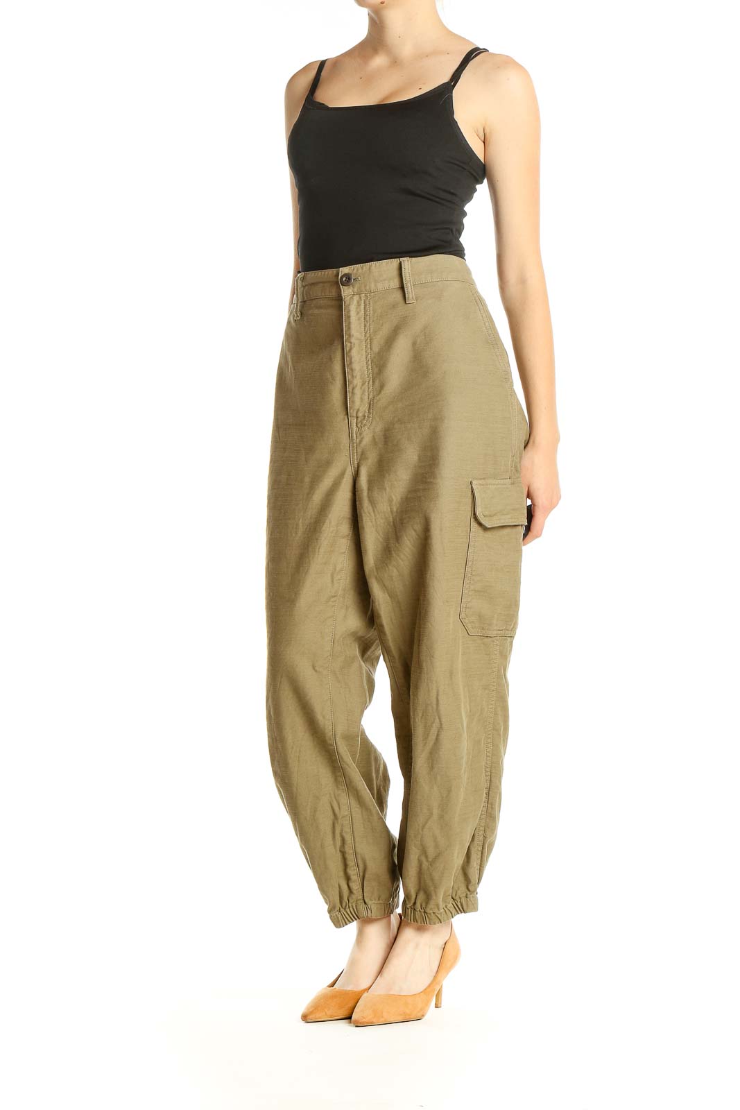 Green Textured All Day Wear Cargos Pants