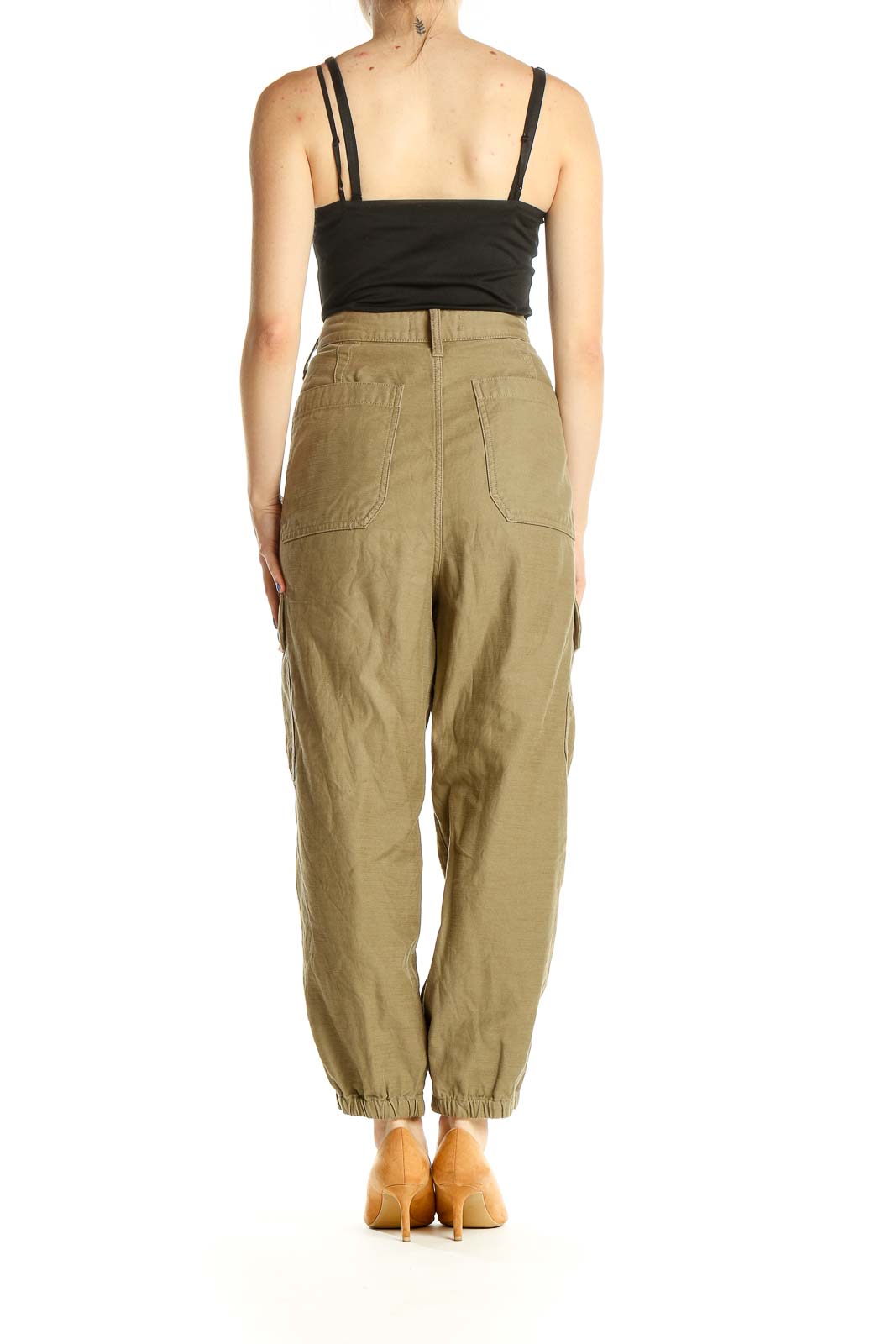 Green Textured All Day Wear Cargos Pants