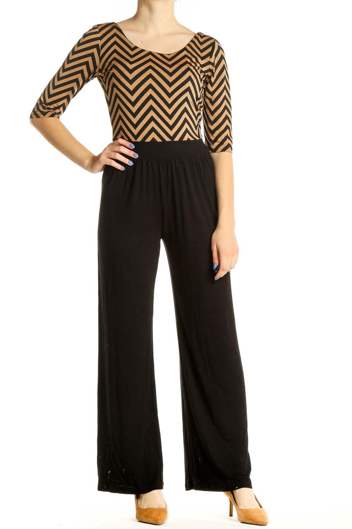 Black Chevron Print Jumpsuit