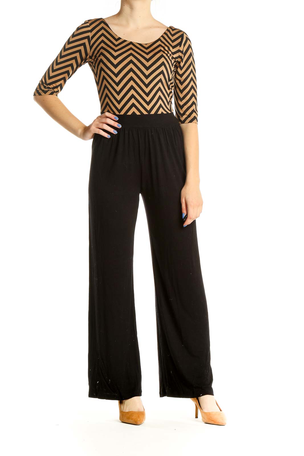 Black Chevron Print Jumpsuit