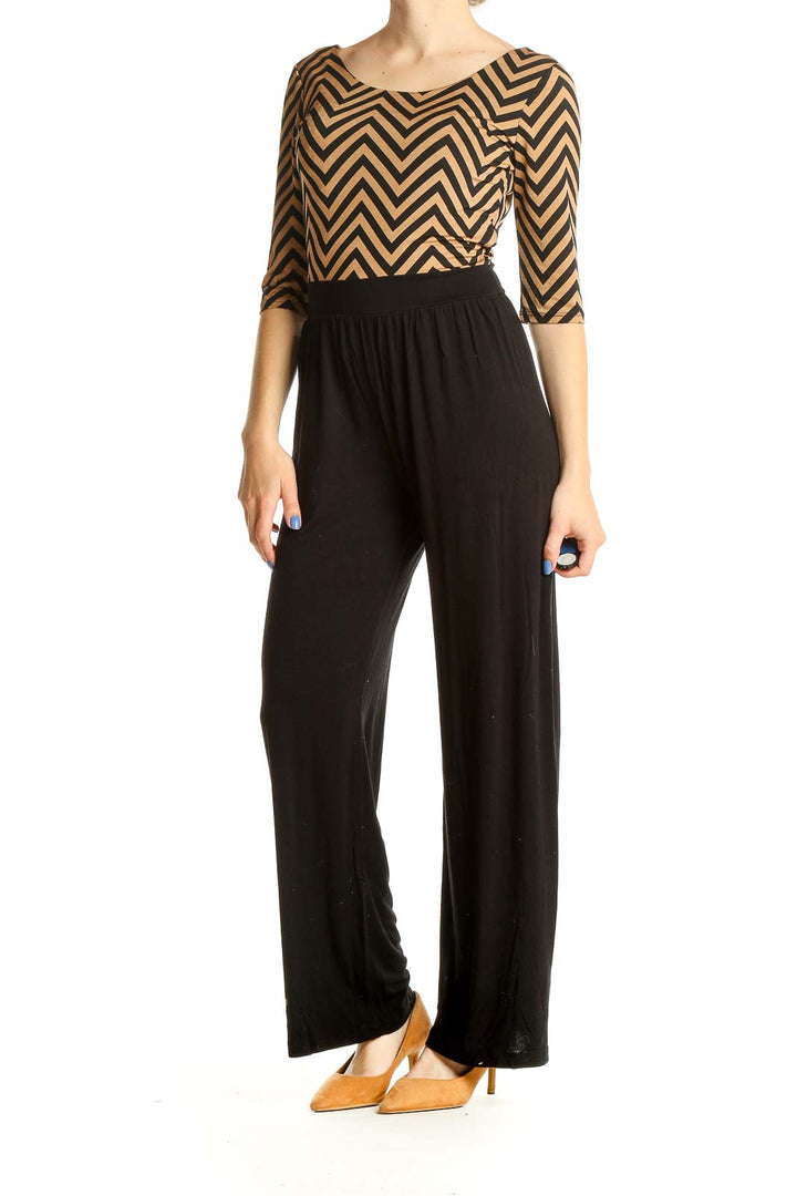 Black Chevron Print Jumpsuit