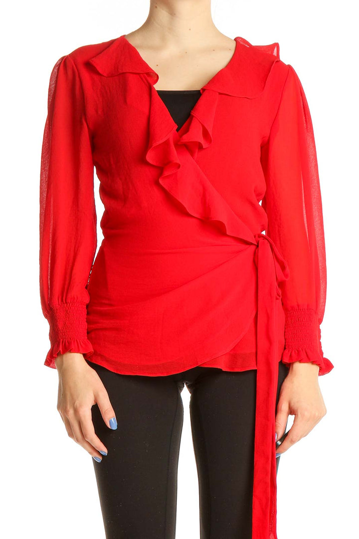 Red Retro Wrap Top