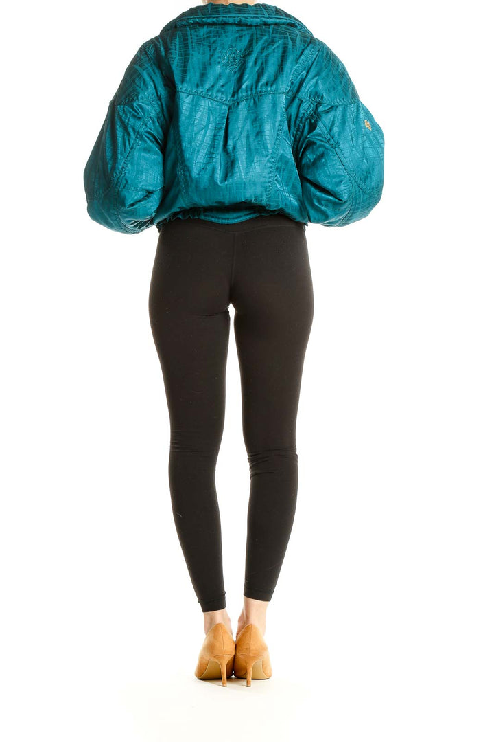 Blue Retro Puffy Winter Jacket