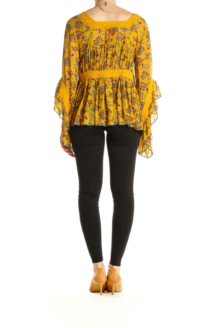 Yellow Floral Print Bohemian Top