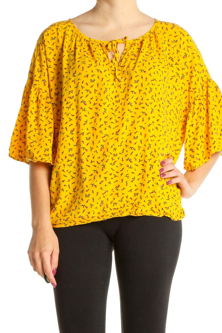 Yellow Floral Print Top