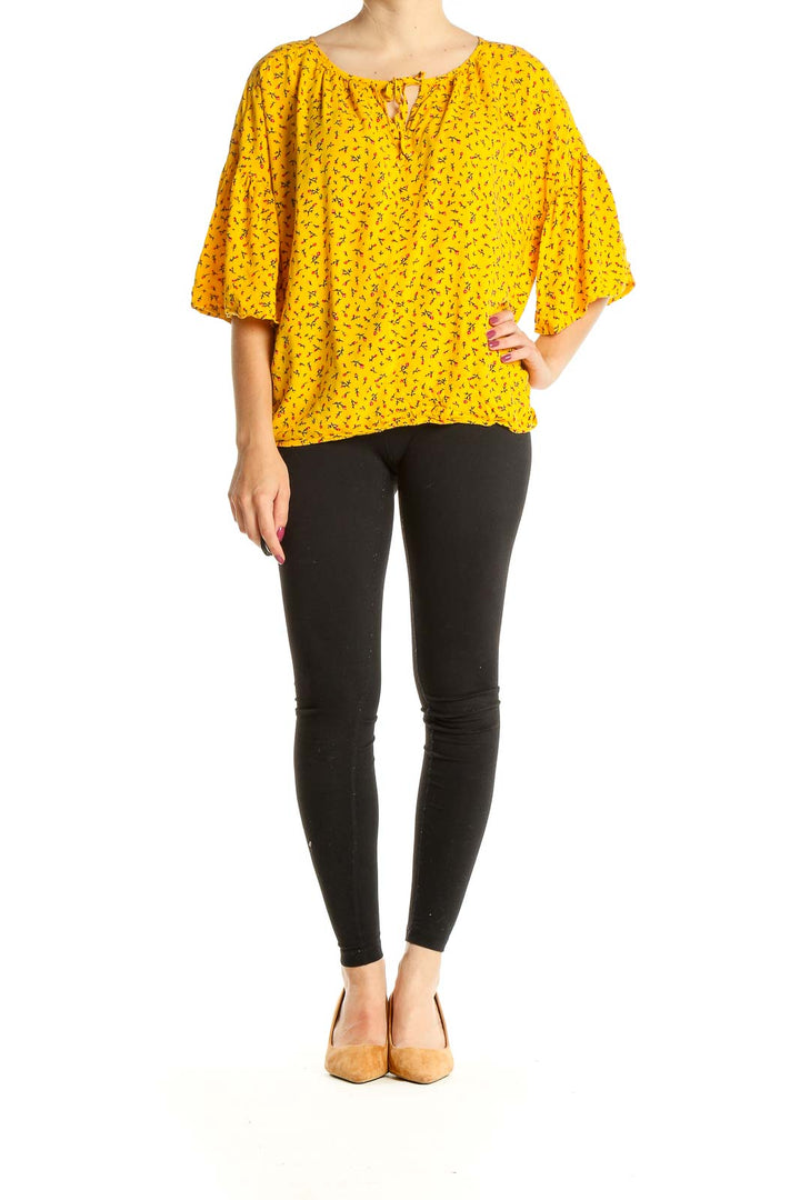 Yellow Floral Print Top