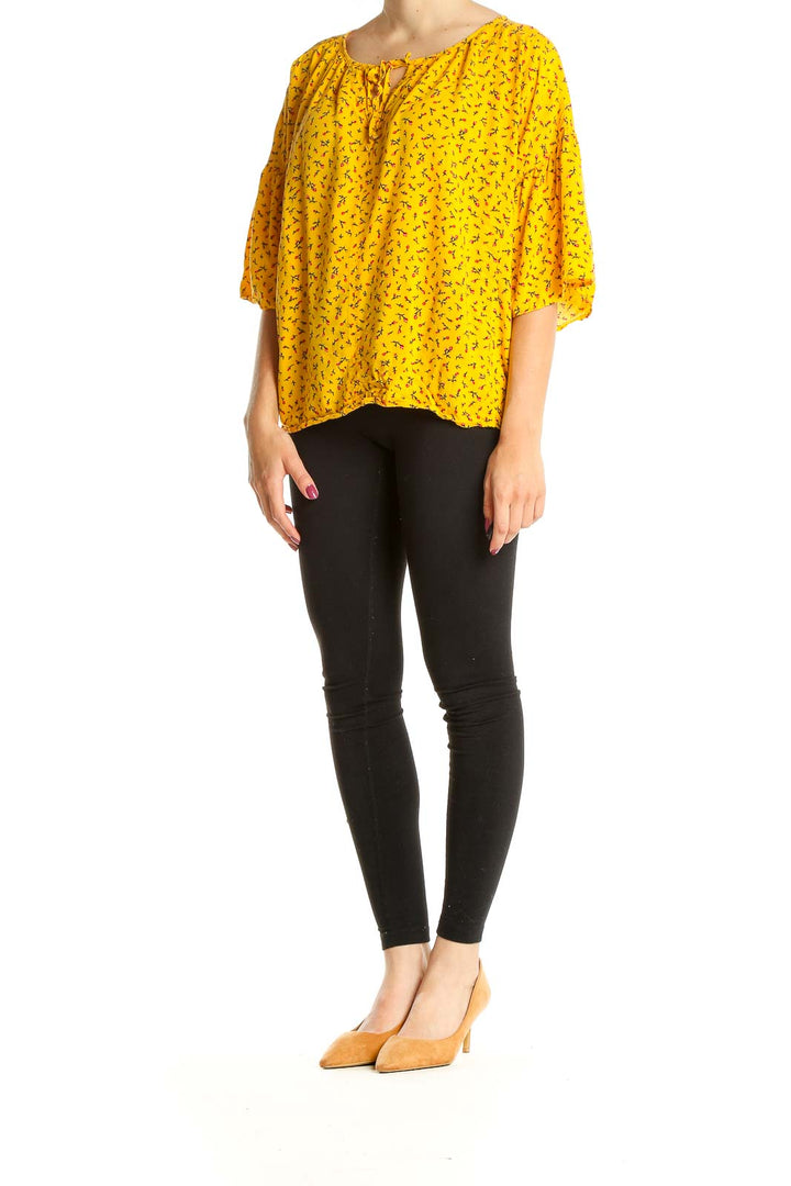 Yellow Floral Print Top