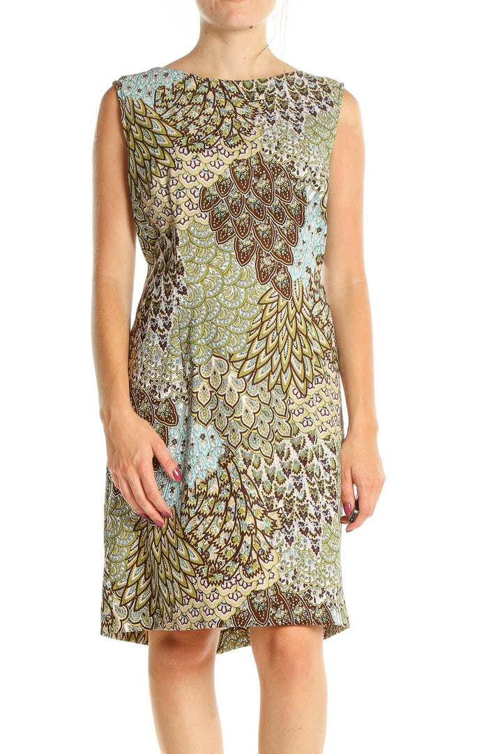 Green Printed Bohemian Shift Dress