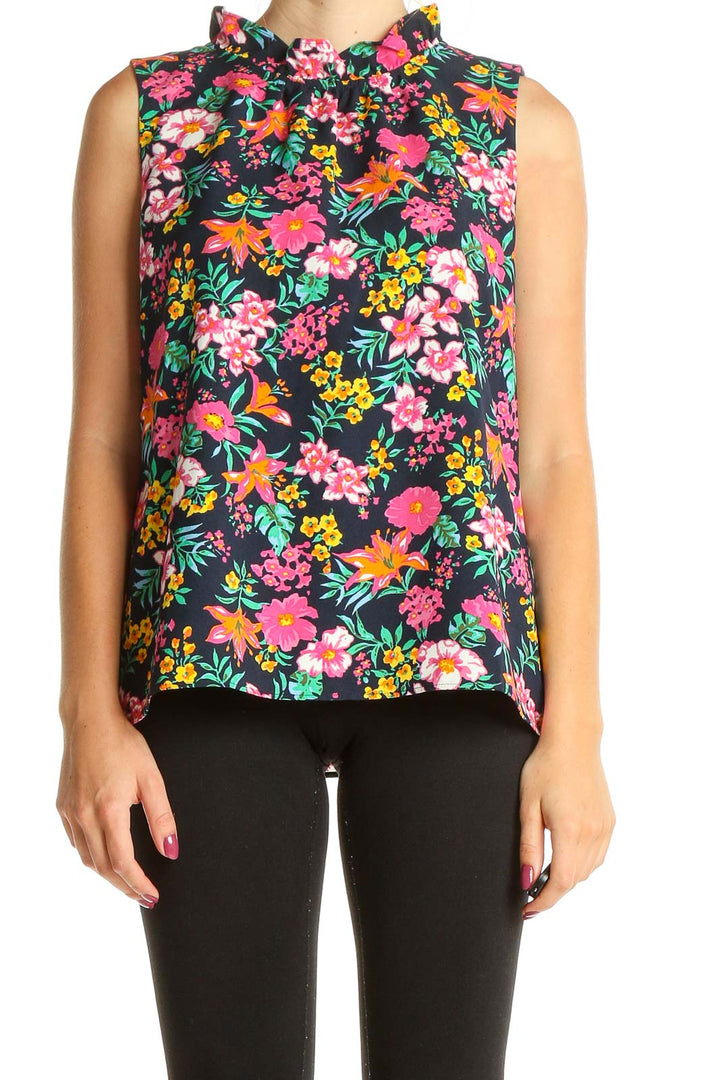 Multicolor Fun Tropical Print Brunch Blouse