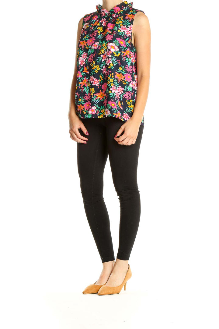 Multicolor Fun Tropical Print Brunch Blouse