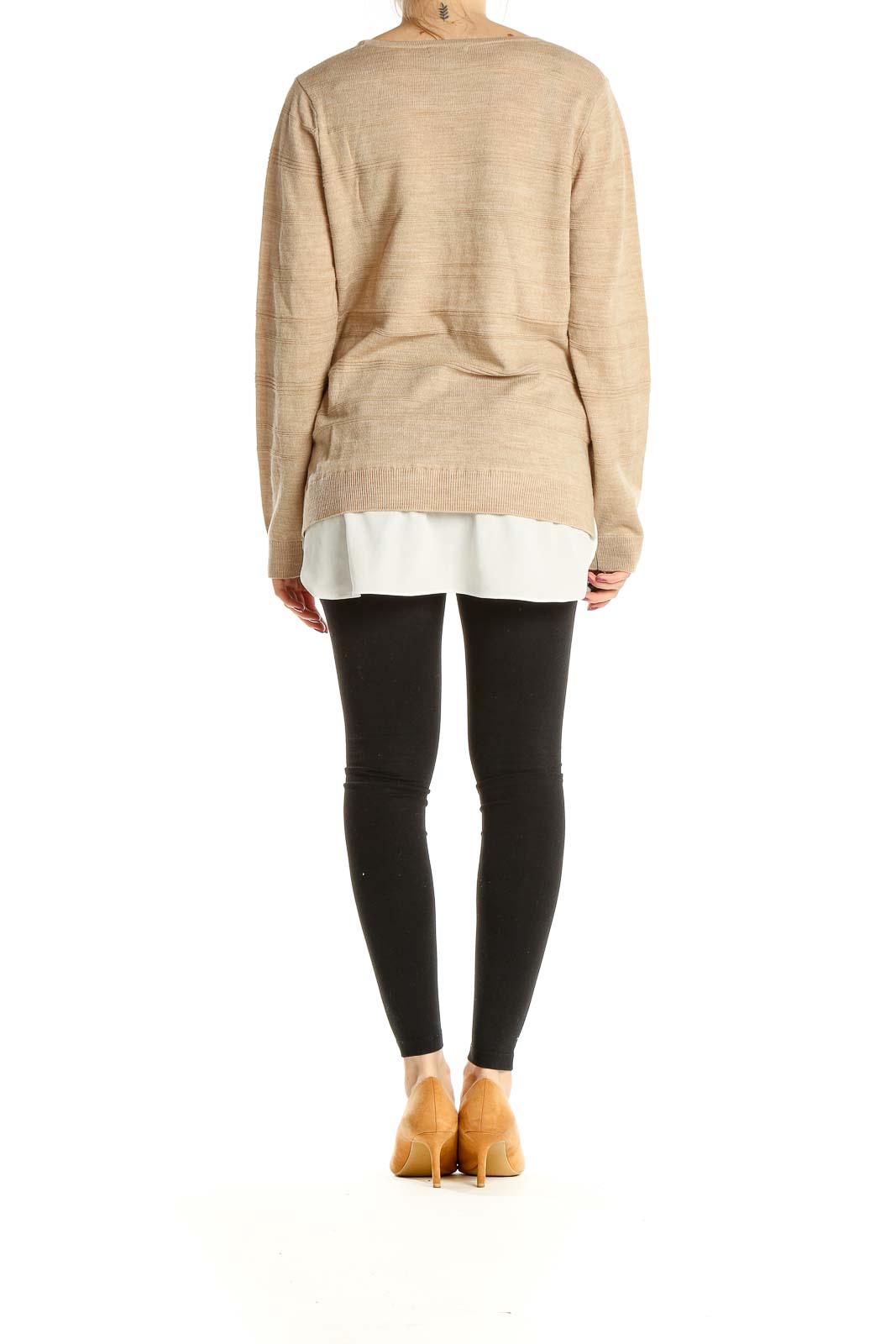 Beige All Day Wear Light Sweater