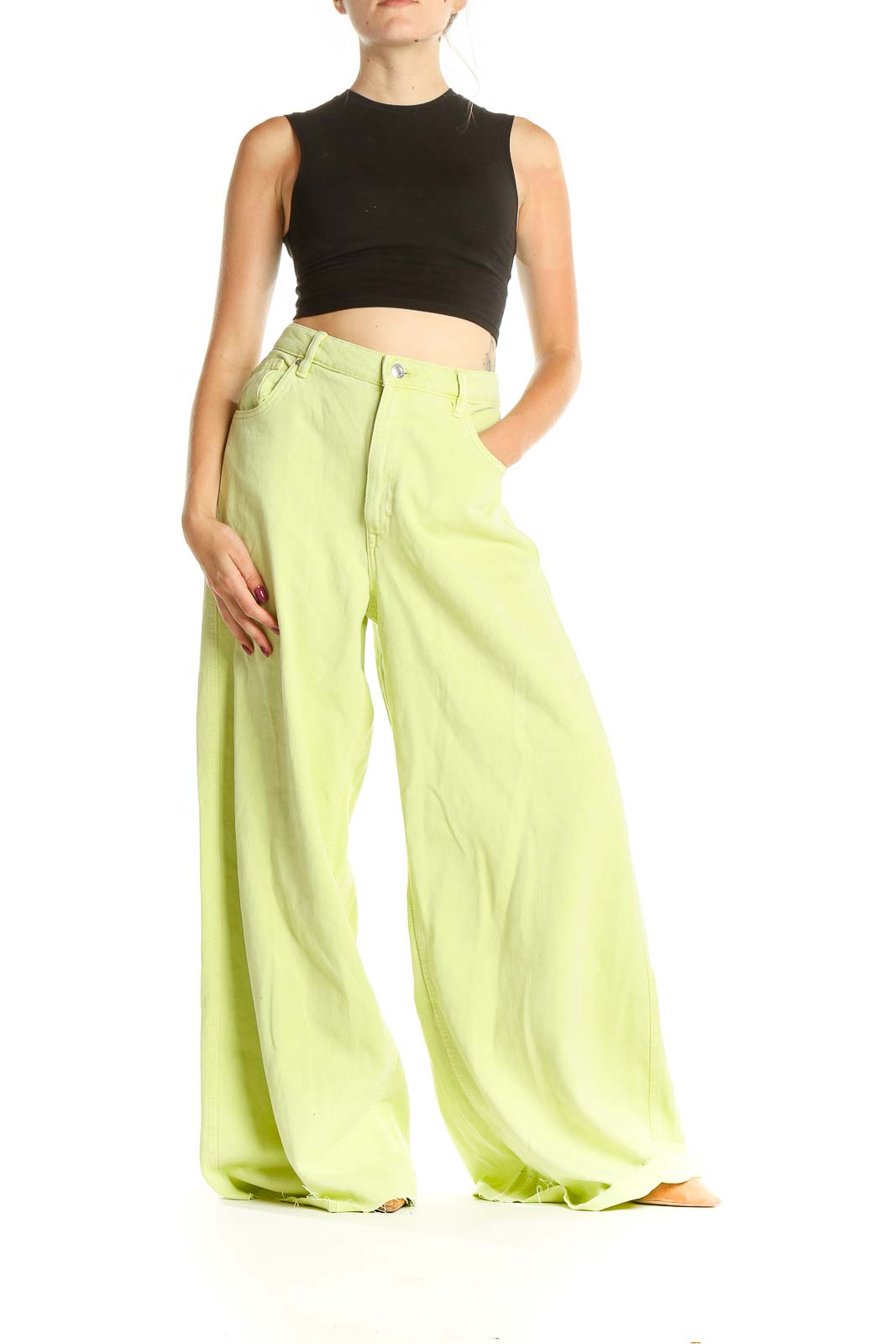 Green Wide Leg Jeans