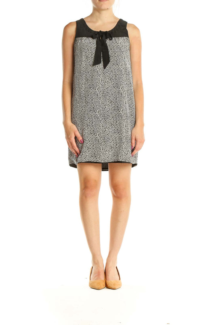 Gray Printed Retro A-Line Dress