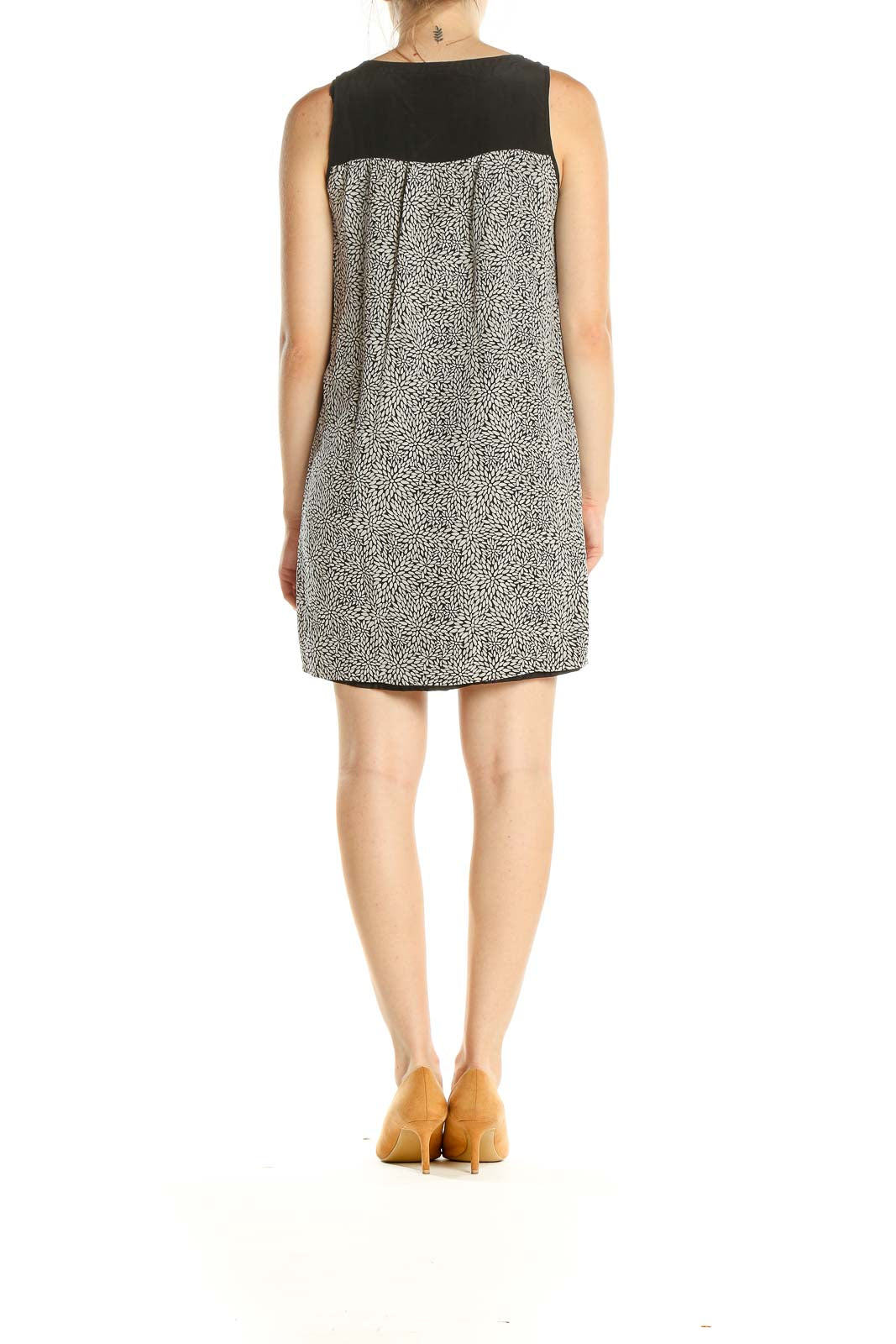 Gray Printed Retro A-Line Dress