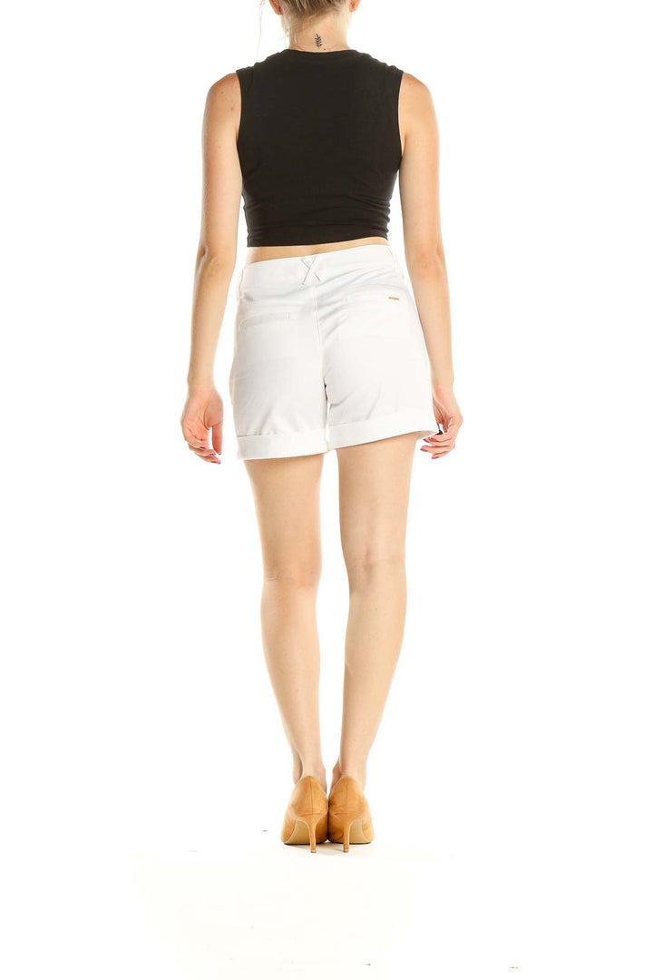 White Solid Chic Shorts