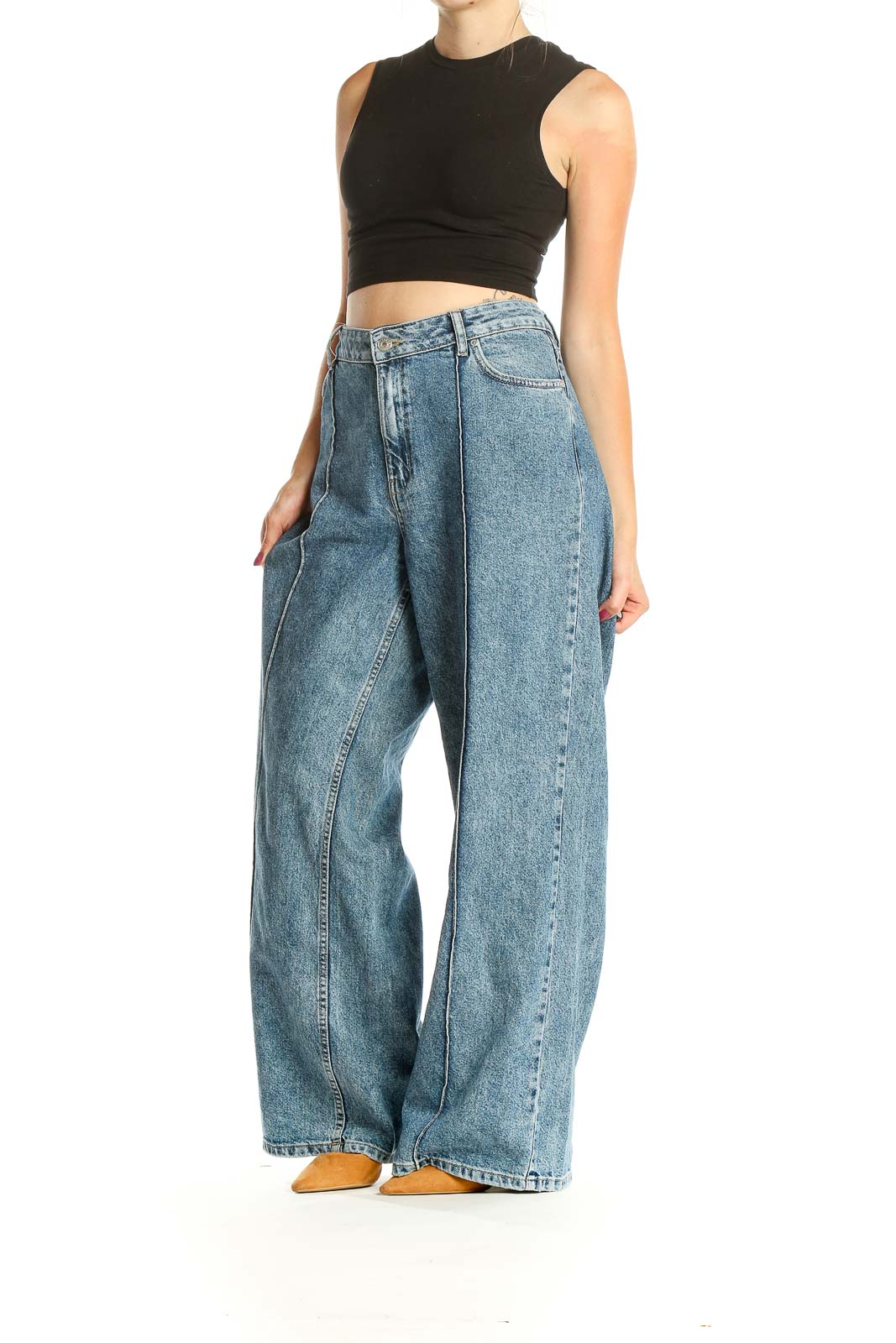 Blue Wide Leg Jeans