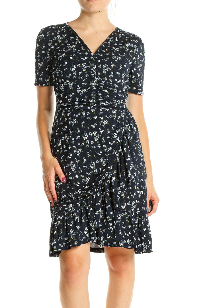 Blue Floral Print Day Fit & Flare Dress