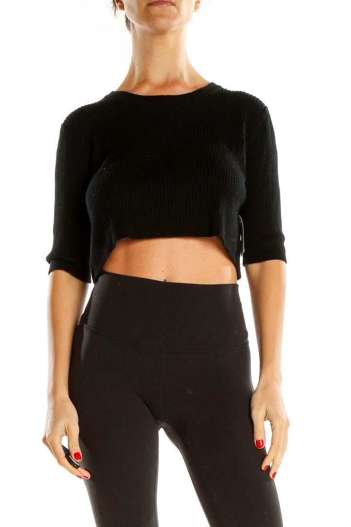 Black All Day Wear Crop Top