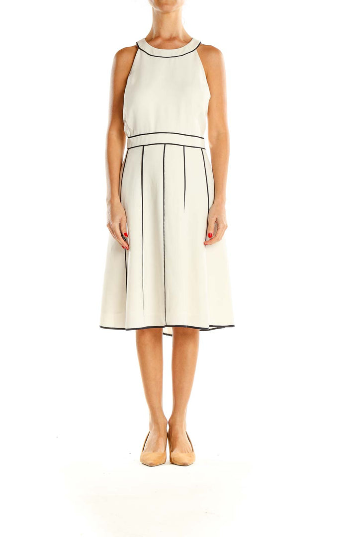 White Shift Dress With Black Lining