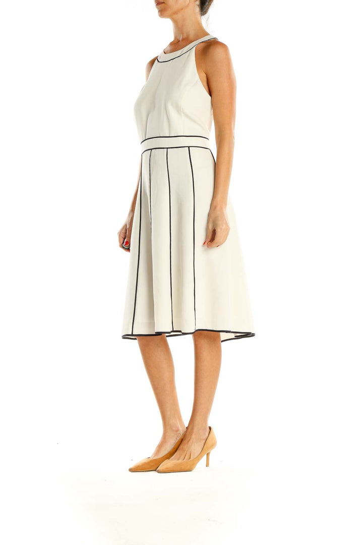 White Shift Dress With Black Lining