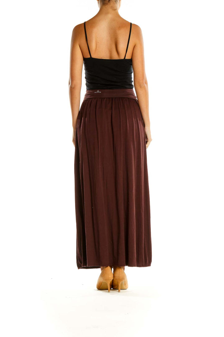 Brown Red Holiday Flared Skirt