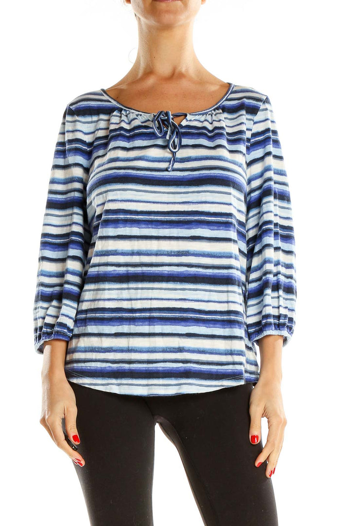 Blue White Striped All Day Wear Top