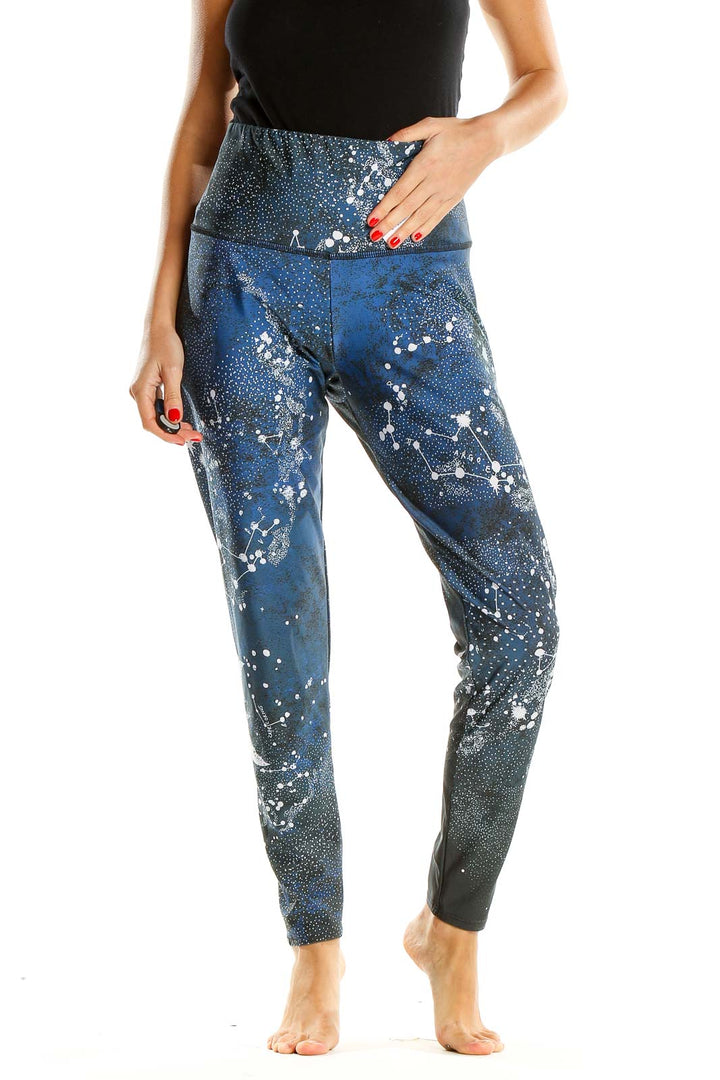 Blue Printed Activewear Leggings