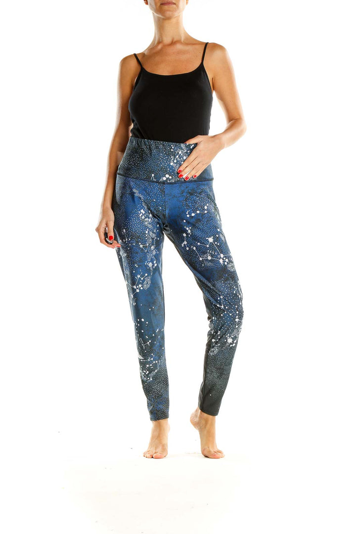 Blue Printed Activewear Leggings