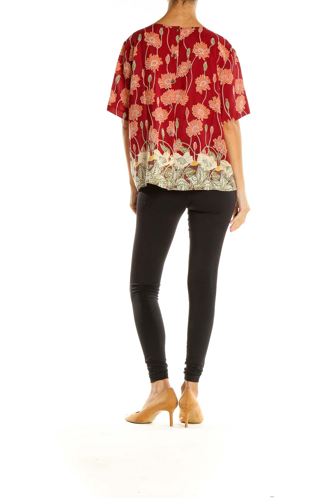 Red Floral Print Chic Blouse