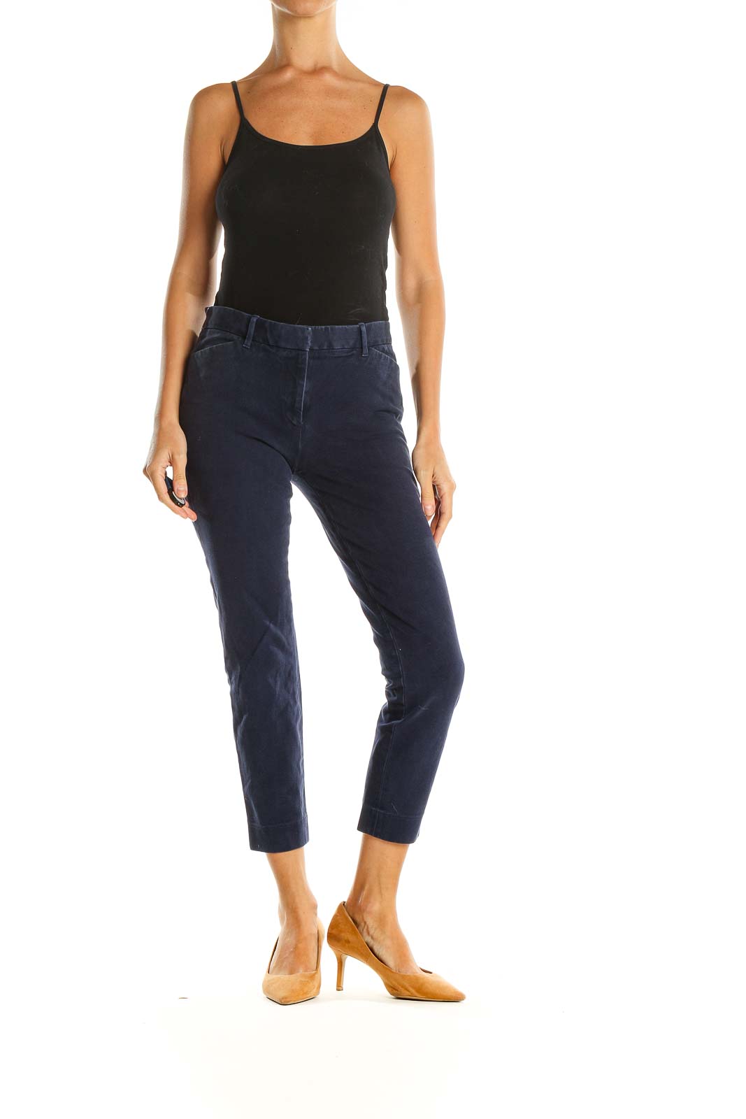 Blue Cropped Casual Pants