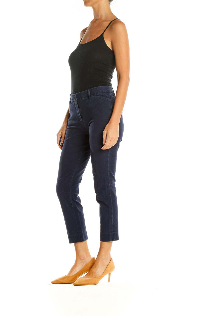 Blue Cropped Casual Pants