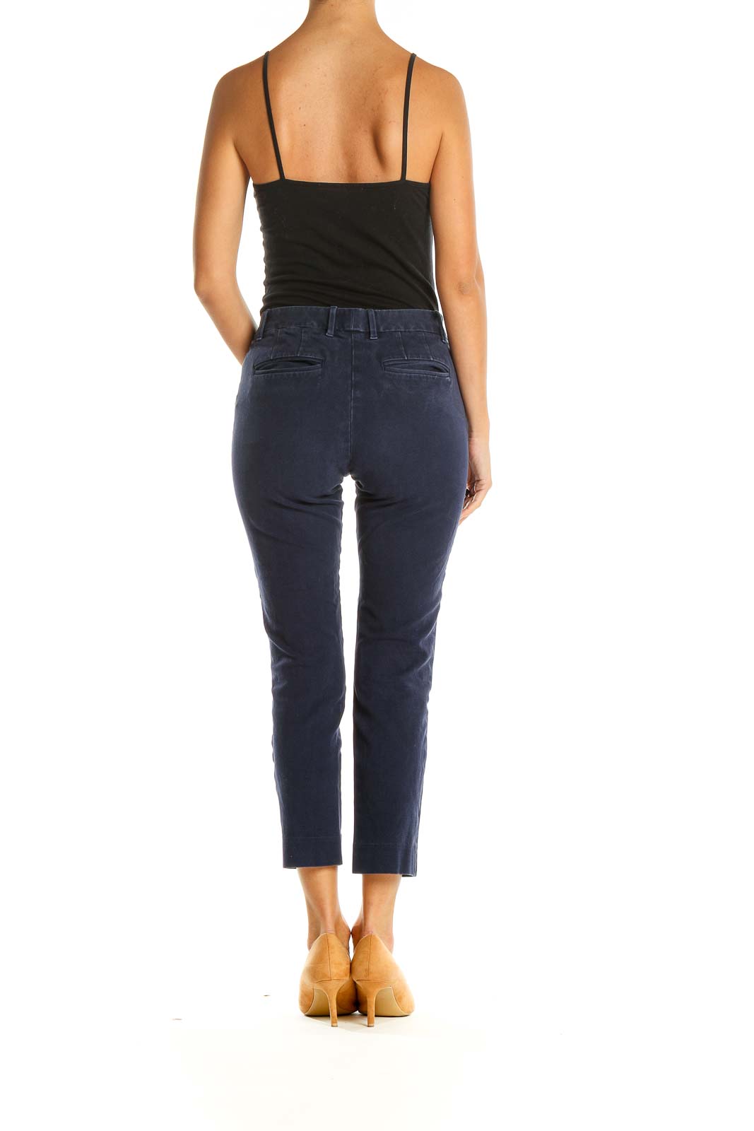 Blue Cropped Casual Pants