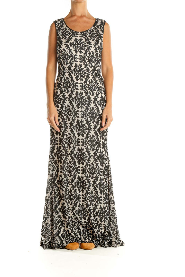 Black Printed Casual Column Dress