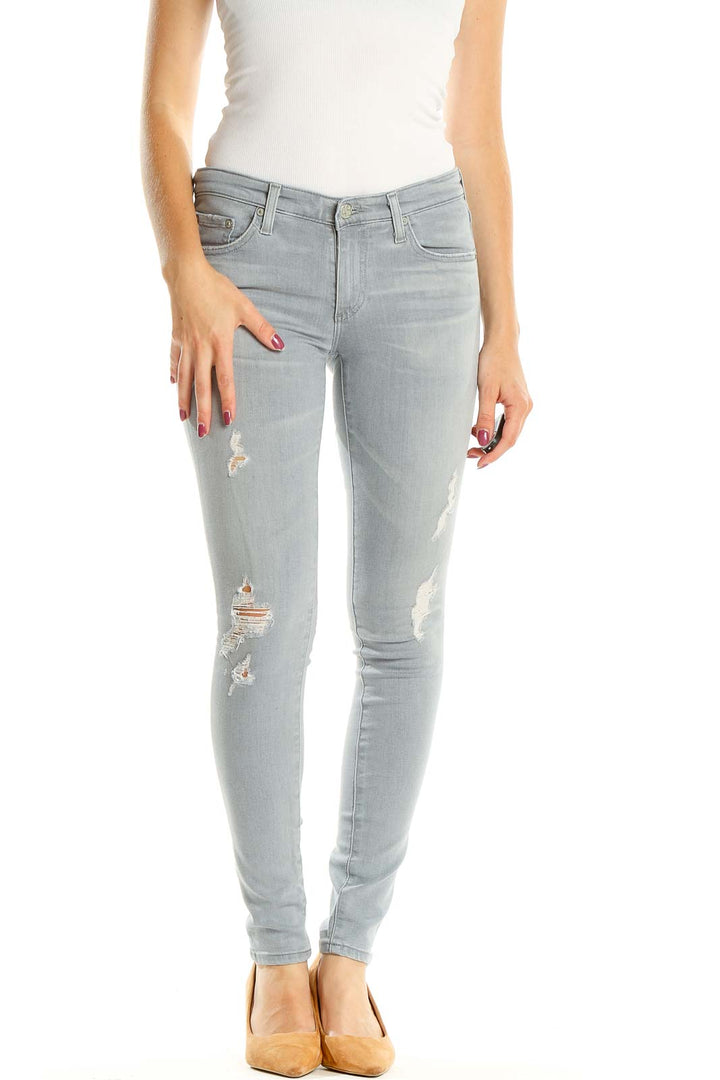 Gray Distressed Skinny Jeans