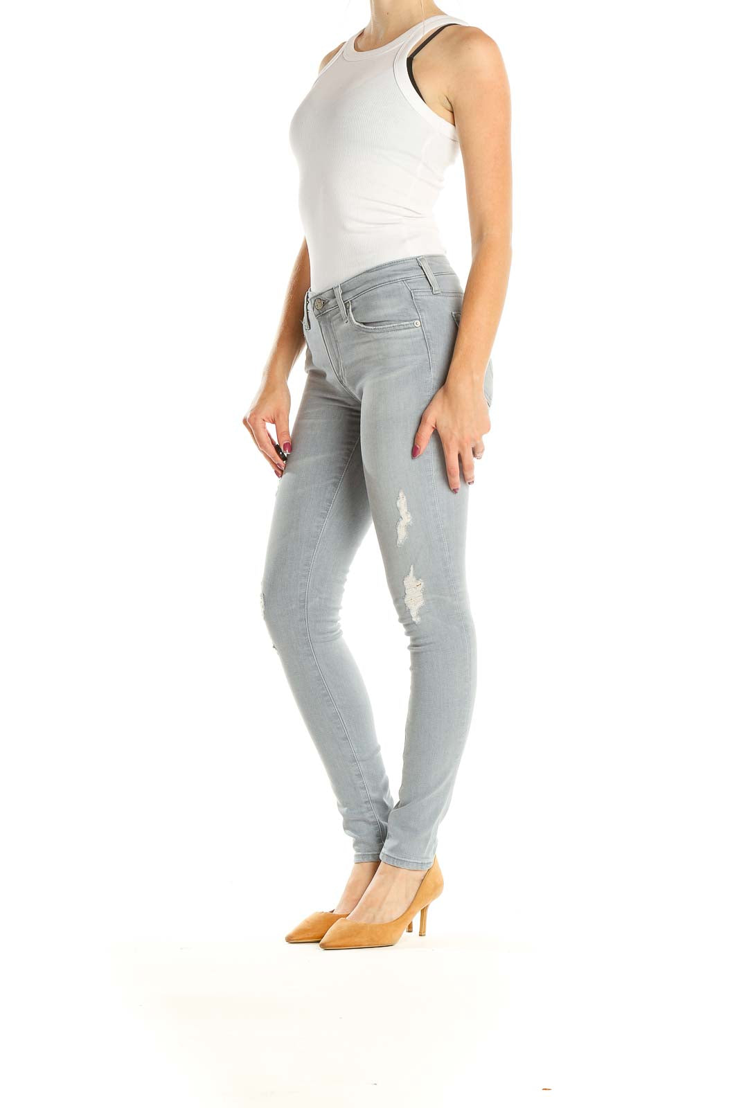 Gray Distressed Skinny Jeans