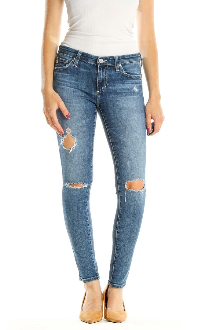 Blue Distressed Skinny Jeans