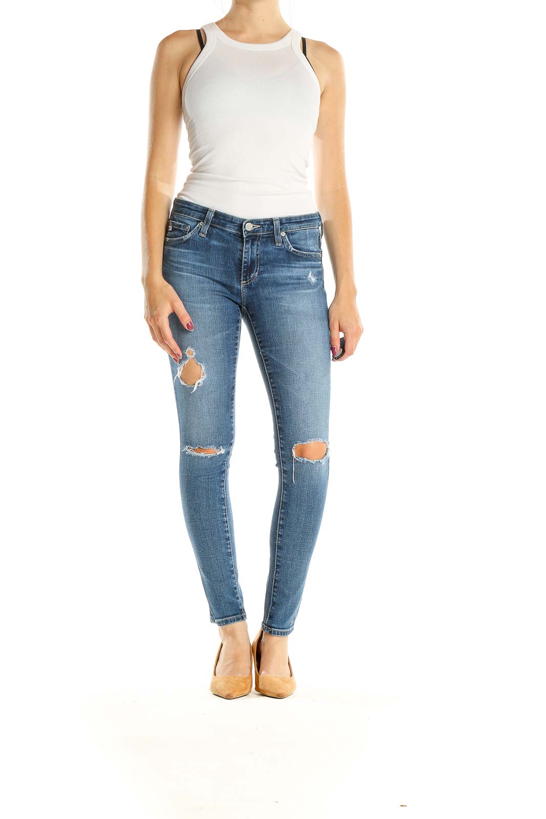 Blue Distressed Skinny Jeans