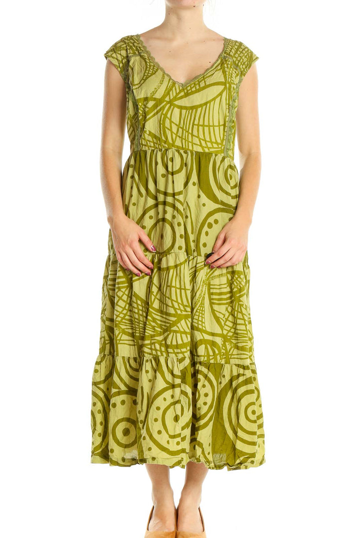 Green Graphic Print Bohemian Column Dress