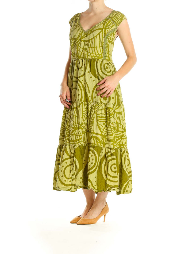 Green Graphic Print Bohemian Column Dress