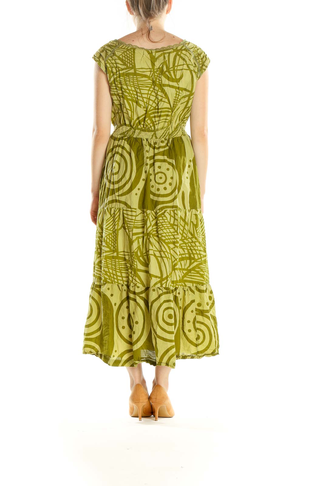 Green Graphic Print Bohemian Column Dress