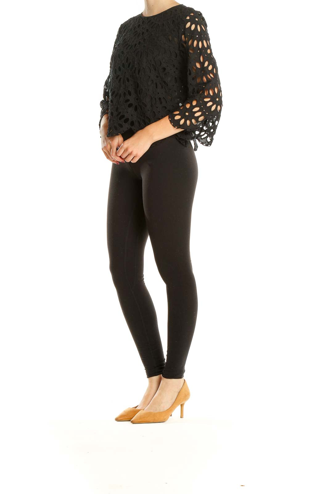 Black Crochet Eyelet Chic Top