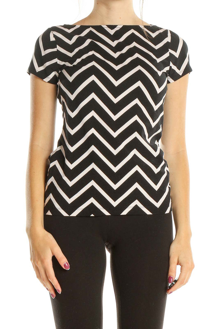 Black White Chevron All Day Wear Top