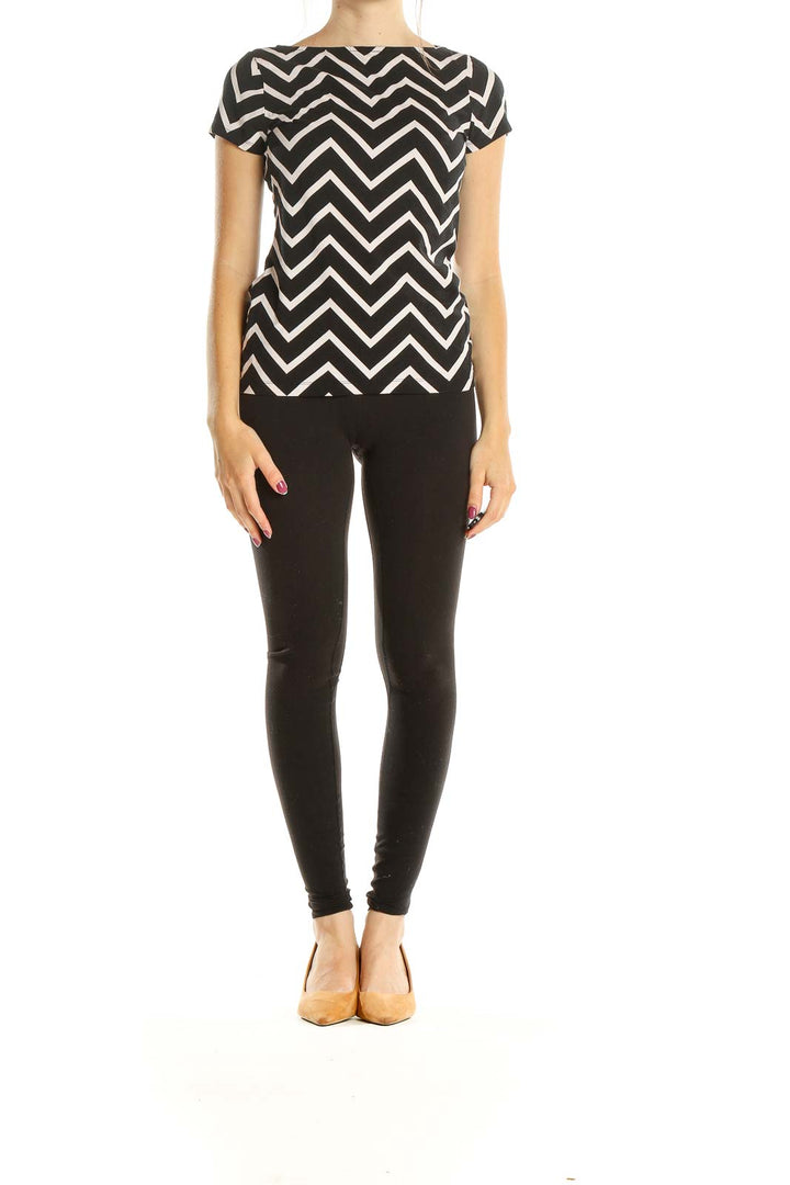 Black White Chevron All Day Wear Top