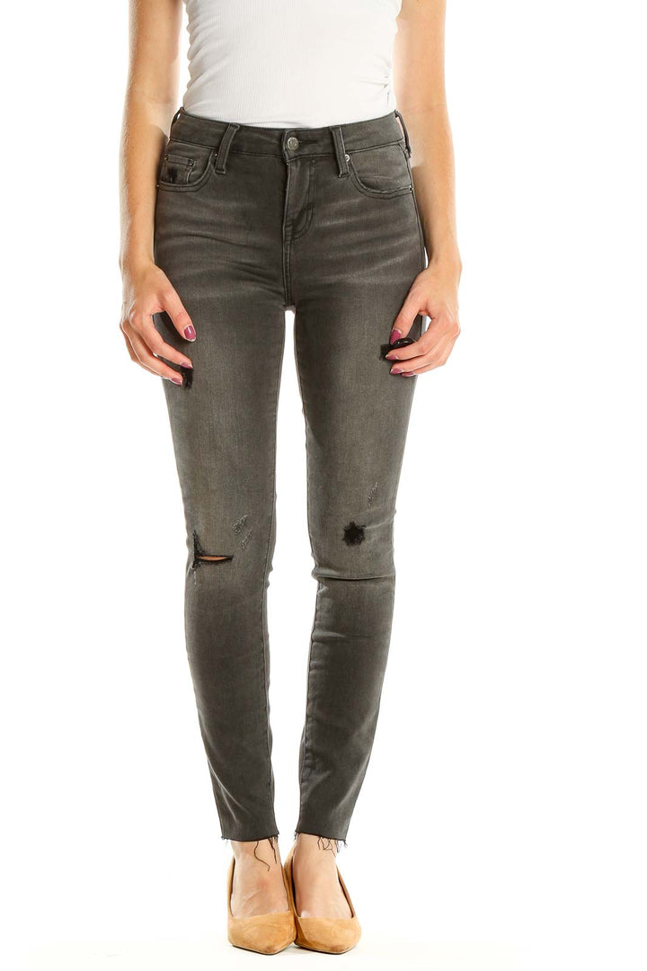 Gray Skinny Distressed Jeans