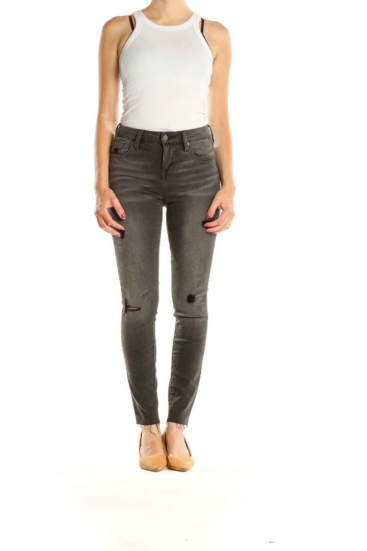 Gray Skinny Distressed Jeans